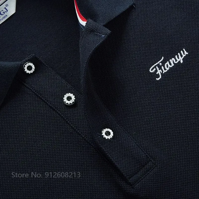 TTYGJ Men Golf Shirt Stripe Breathable Golf T-shirt Male Casual Long-sleeved Polo Sports Jersey Cotton Lapel Tops Mens Clothing