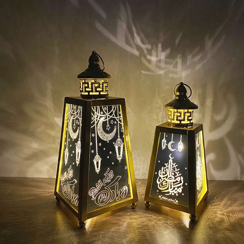 

Ramadan Decoration Home Hollow Wrought Iron Wind Lantern Crafts Islamic Muslim Lamp Gift Study Decoration