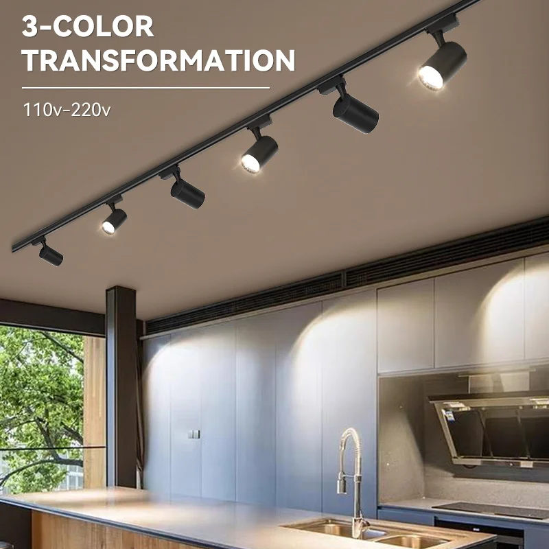 LED Track Light Rail Lighting System Spot Led Ceiling Lamp for Clothing Store Living Room 220VFull Set Track Spotlight 3