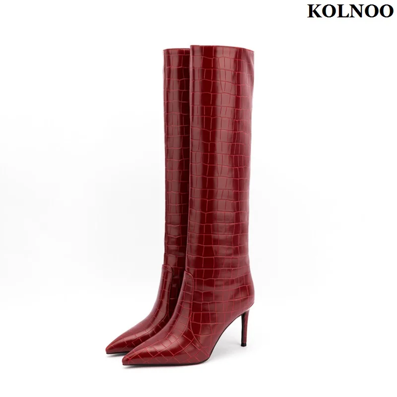 Kolnoo Handmade 2023 New Arrival Ladies High Heels Boots EU&US Elegant Sexy Party Prom Knee-high Boots Evening Fashion Shoes