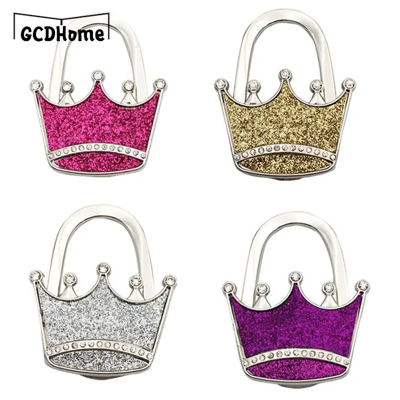 

Портативная Складная Сумка-тоут в форме короны, металлические крючки для ванной, спальни, дома, вешалка для сумок, кошельков, крючок для стола, мерцающий, 1 шт.