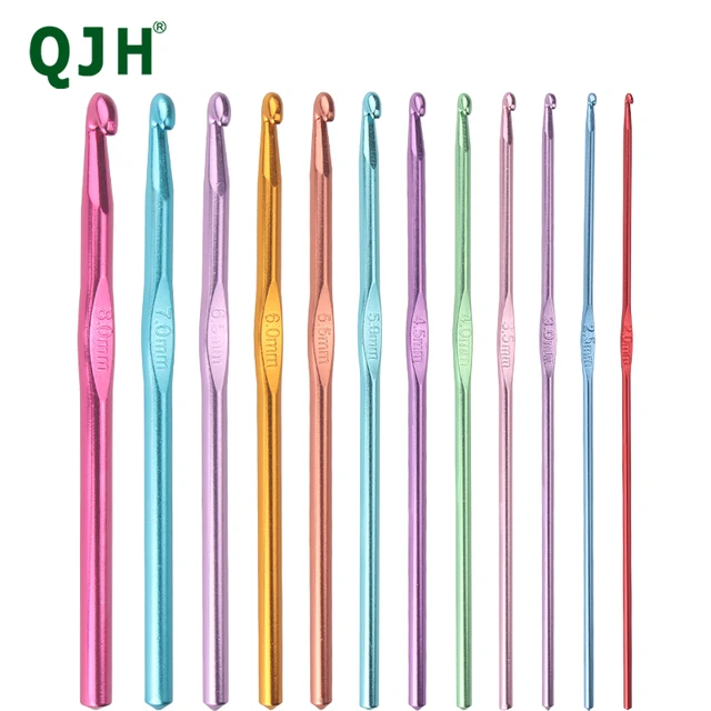 QJH 12 pcs Multicolor Aluminum Crochet Hooks Knitting Needles Craft Yarn  2-8.0mm 15cm Length - AliExpress