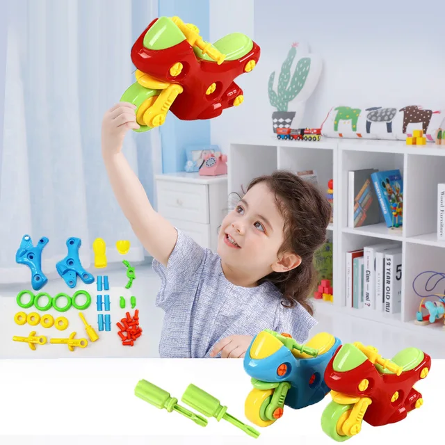 Kids Montessori Toys Educational Screw Nut Assembling Disassembly Car Building Blocks Motorcycle Car Puzzle Toys For Boys Girls 1