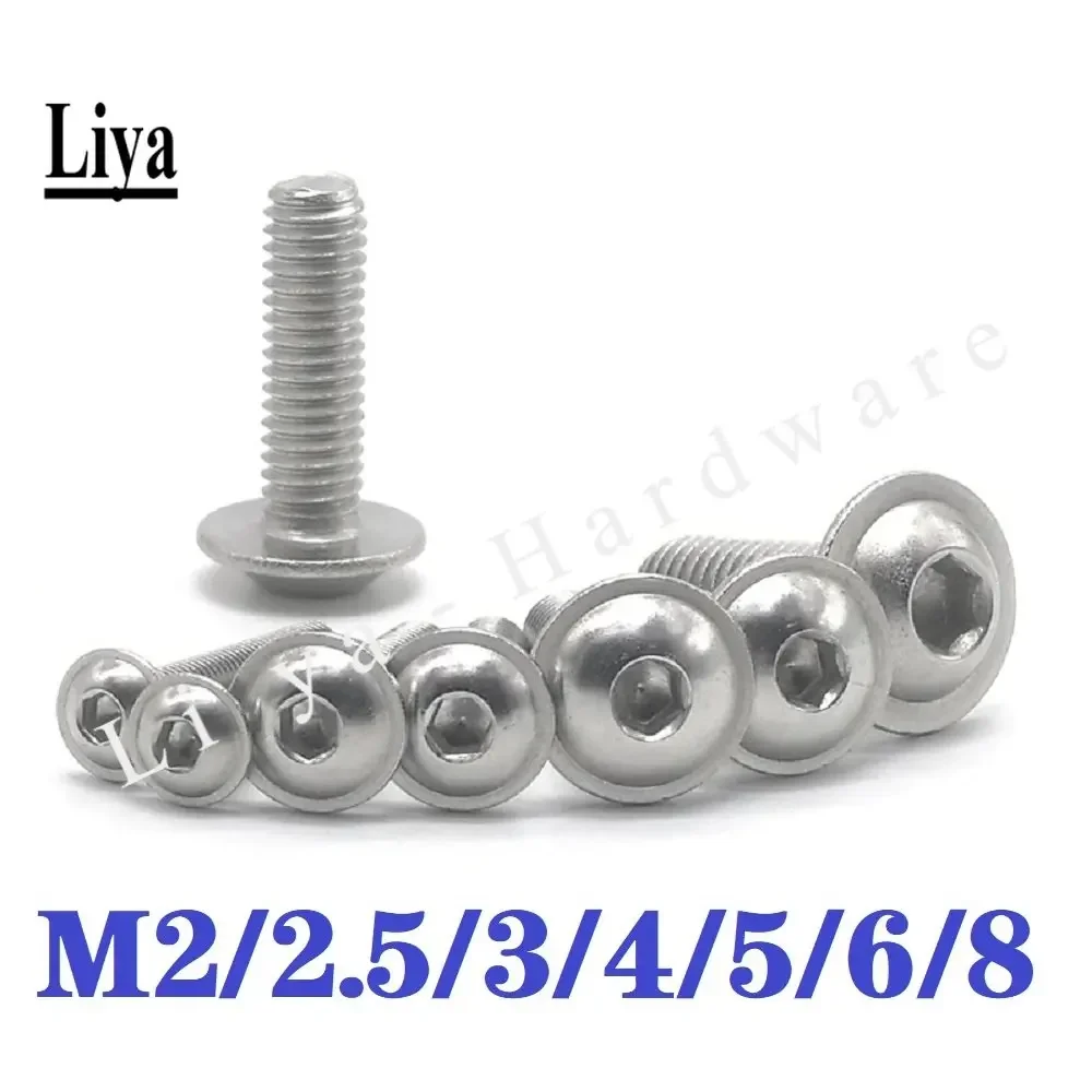 5-50 Stück M2 M2.5 M3 M4 M5 M6 304 Edelstahl Halbrundkopfschrauben mit Unterlegscheibe und Innensechskant nach ISO7380.2