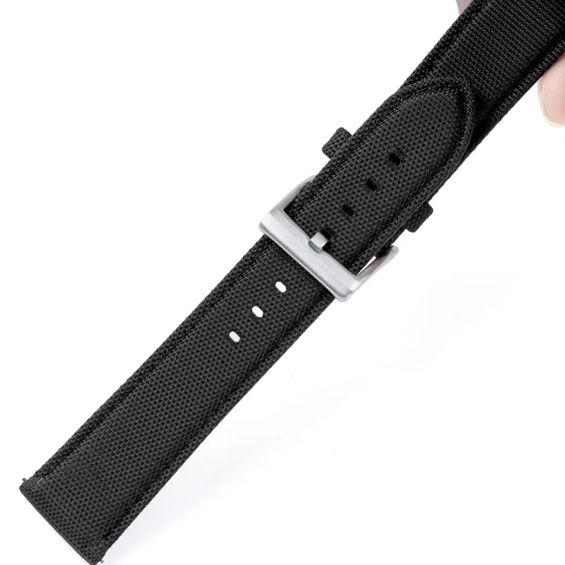 Nylon Canvas Leather Quick Release Sport Watch Band - Seven Colors