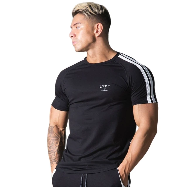 Camiseta ajustada informal para hombre, camisetas de manga corta para  gimnasio, Fitness, culturismo, Tops de algodón para hombre, ropa de  entrenamiento deportivo de verano - AliExpress