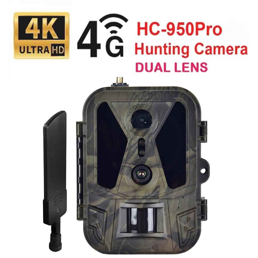 Live Streaming Dual Lens Hunting Trail Camera 4G HC950PRO 36MP 4K APP Remote Control Internet Video Telecamera Night Vision IP65