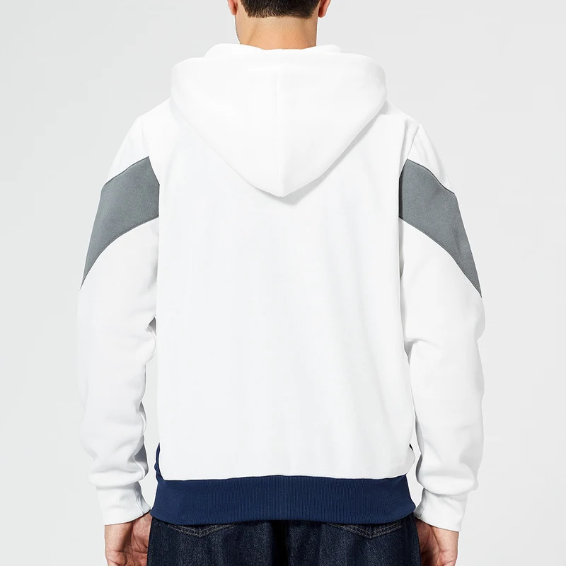 Spring Autumn Contrast Color Fashion Long Sleeve Hoodies Man High Street Casual Zipper Pockets Drawstring All-match Cardigan