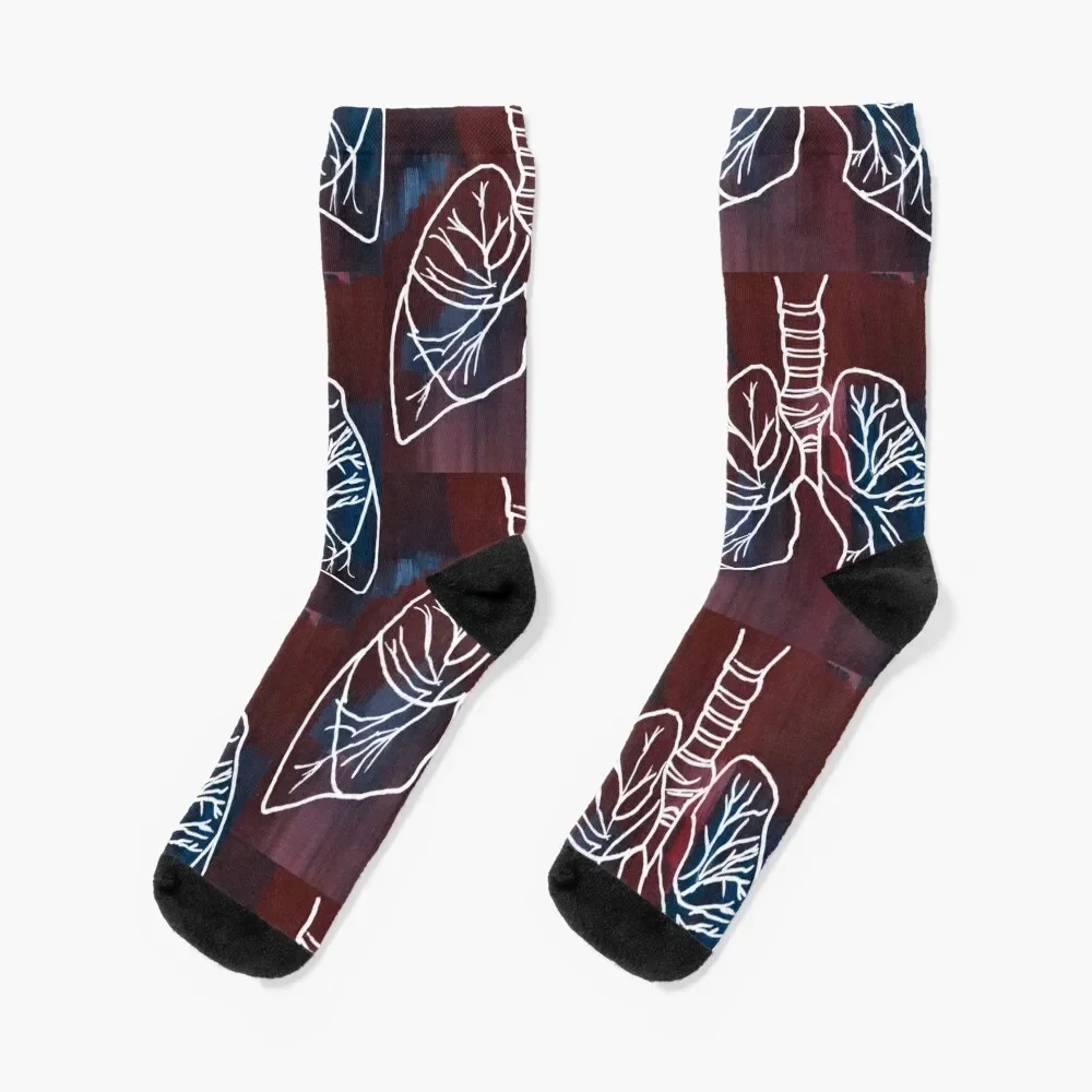 

Abstract Gouached Lungs Socks japanese fashion colored Thermal man winter retro Socks Men's Women's