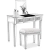 Mirrored Vanity Desk with Drawers and Flip Mirror, Glass Vanity,,Mirrored  Makeup Vanity Table for Bedroom 3