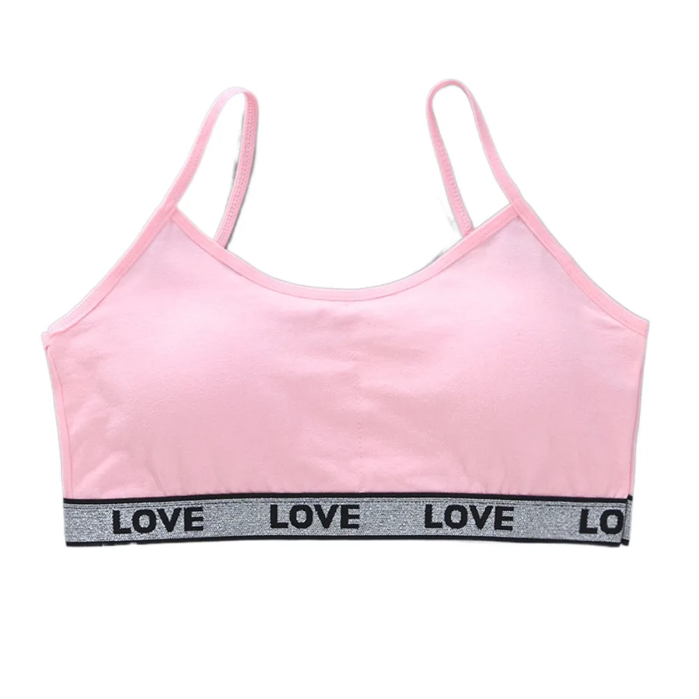 New Cotton Girls Training Bras Elastic Breathable Teenage Girl Brassiere Girl Sports Bra Removable Sponge Cup Developmental Bras