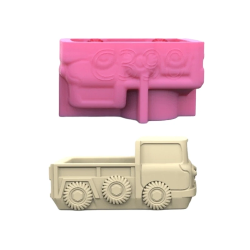 E0BF Truck Gypsum Silicone Mold Diy Succulents Concrete Flower Pot Vase Plaster Cement Mold Clay Mold Candle Holder Mold small motorcar gypsum flower pot silicone mold epoxy resin casting mold succulent vase cement clay mold pen holder mold dropship