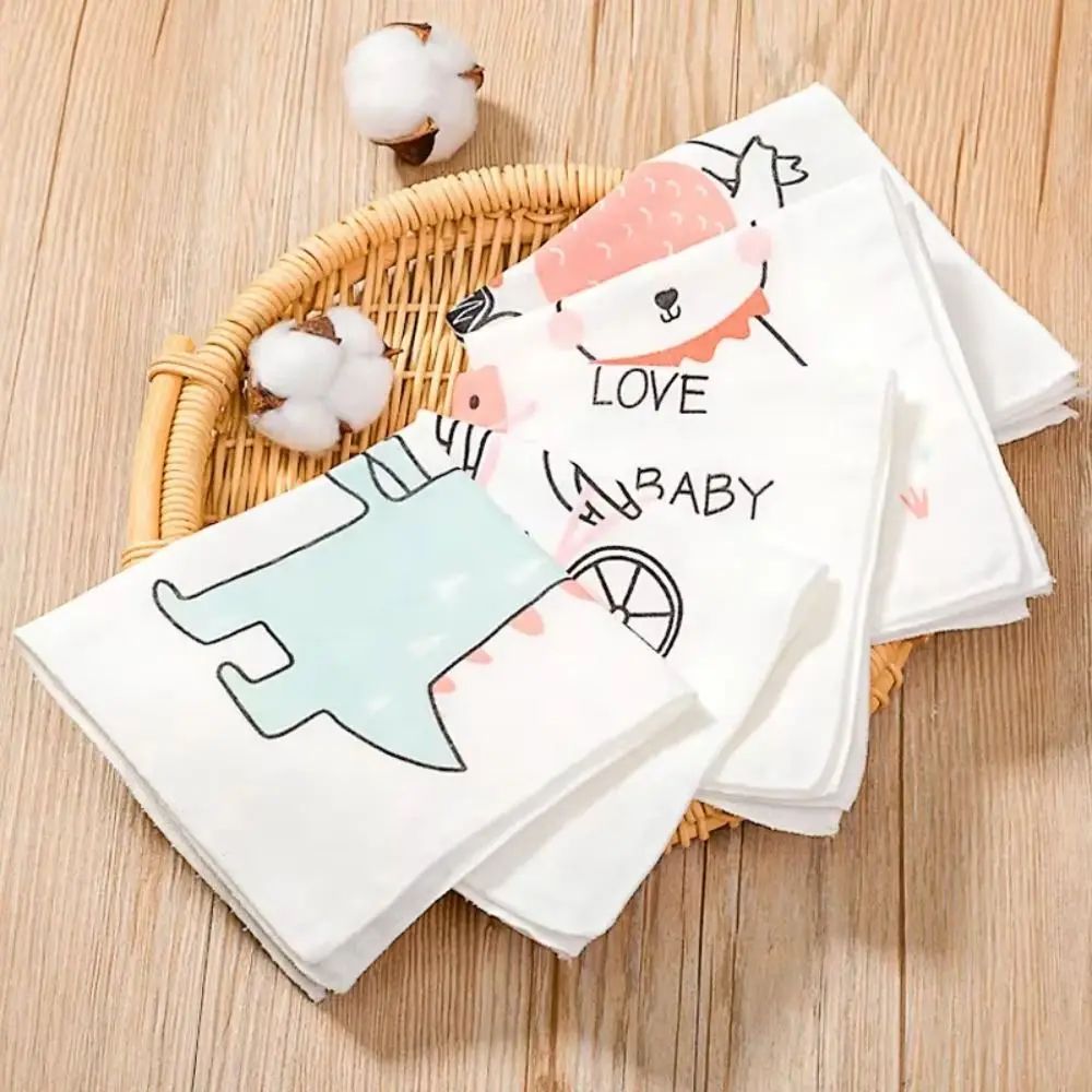 5PCS Burp Cloth Baby Gauze Towels Face Wipes Scarf Pure Cotton Square Towels Handkerchief Six Layer Cartoon Infan Washcloth