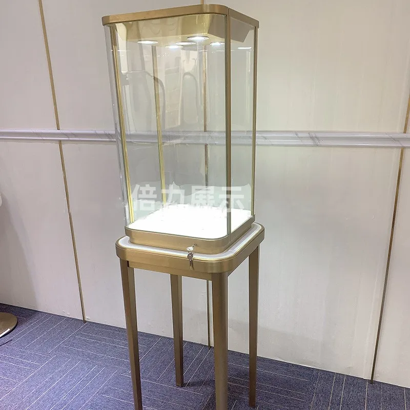 Custom, modern jewellery watch shop interior design stainless steel display jewelry cabinet luxury jewelry glass showcase