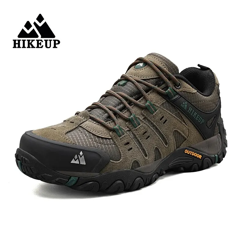 HIKEUP Men's Wear-Resistant Suede Leather Outdoor Hiking Sneakers