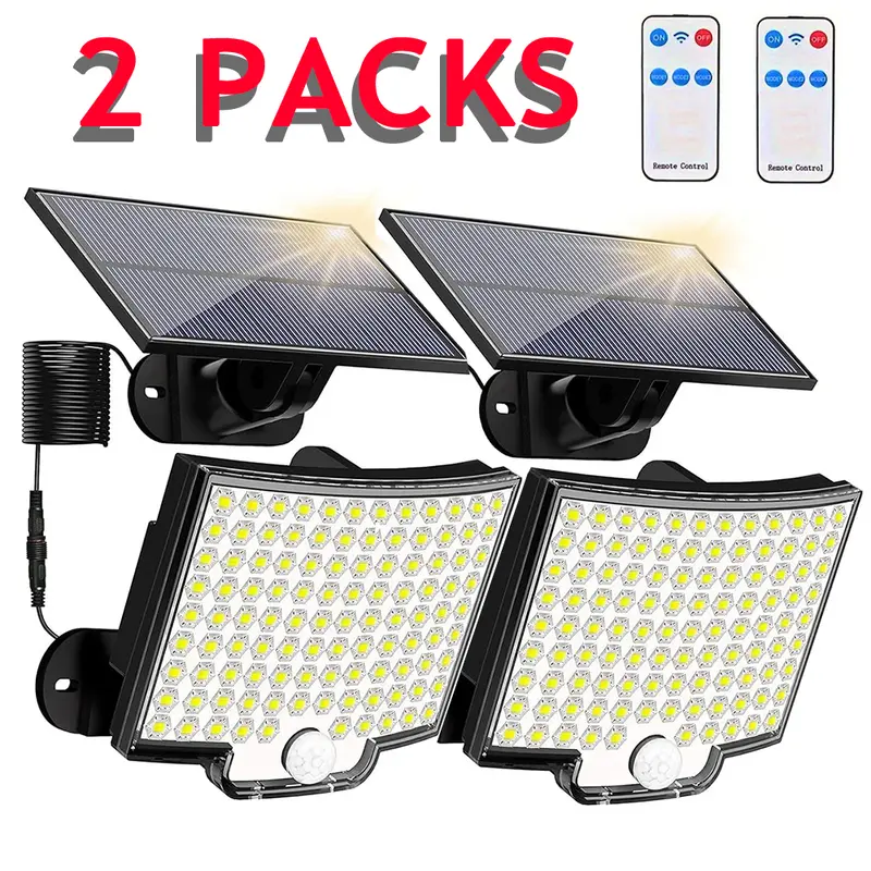106LED Solar Outdoor Lights Motion Sensor Remote Wall Flood Lamp Security Waterproof Patio Garden Garage Fence Pathway Lighting - Image 7