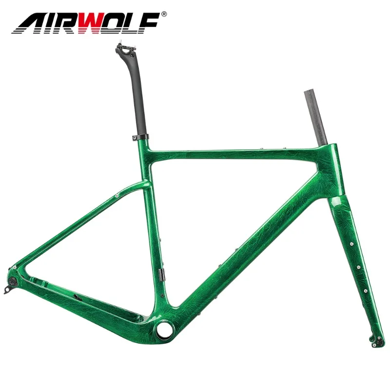 Airwolf 2023 New Carbon Road Bike Frame Freno A Disco 700 * 45C Road Frameset Cavo Completamente Nascosto Aero T1100 Carbon Disc Road Frame