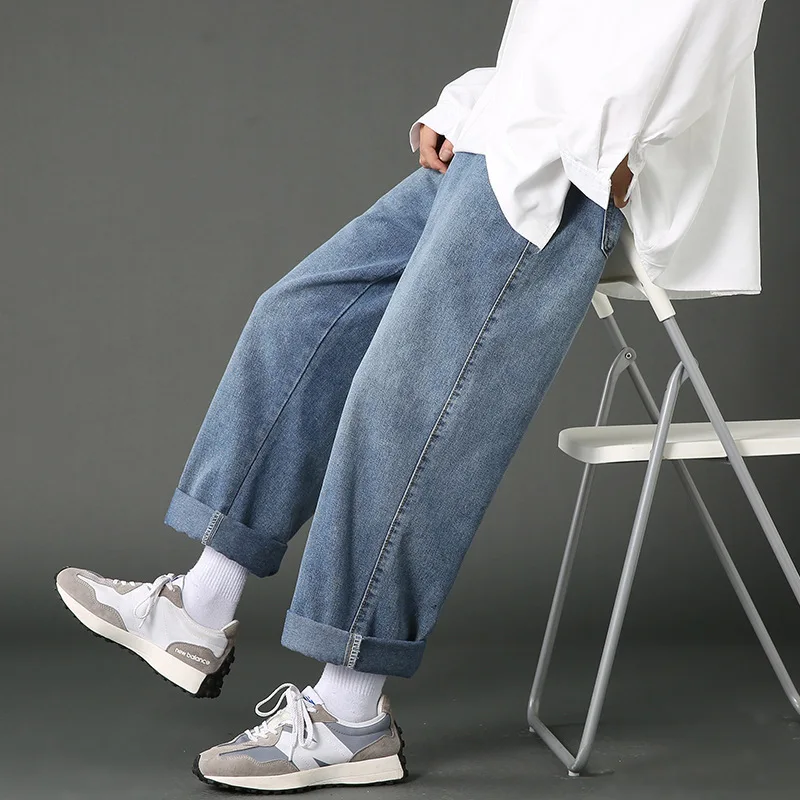 2023 New Street Casual Baggy Jeans Men's Korean Fashion Hip Hop Straight Wide Leg Trousers