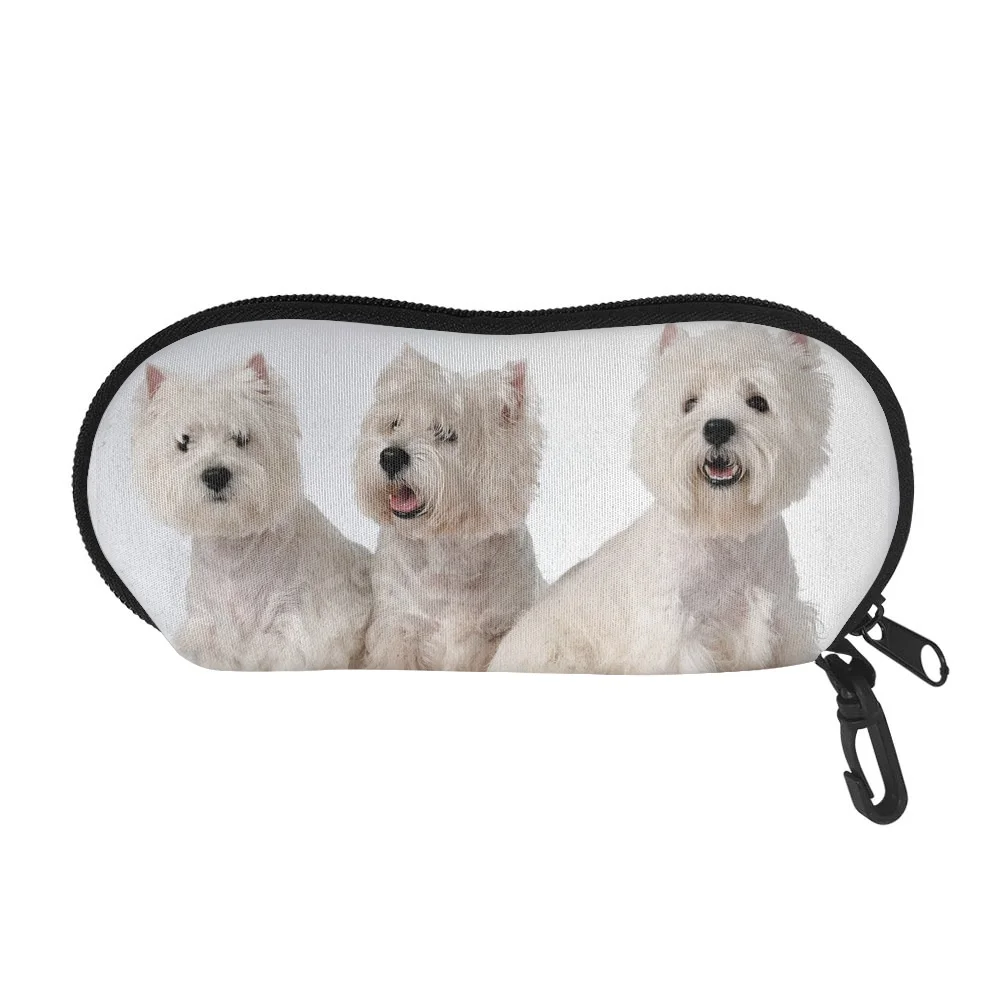 

Westie Dog Eyeglasses Cover Designer Soft Pouch Boxes for Sunglass/Reading Glasses Protect Case Hook Zipper Fundas Para Gafas