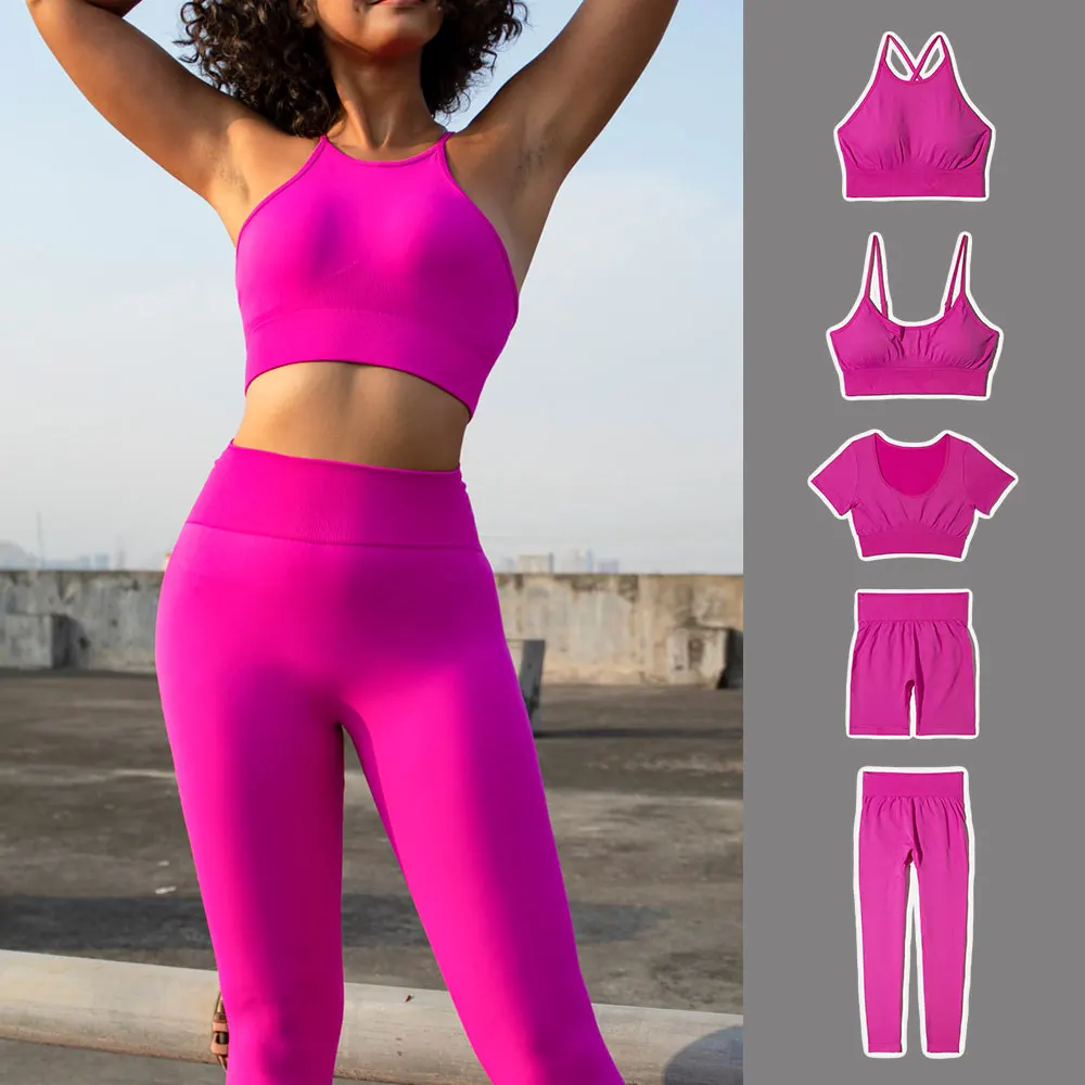 Ensemble De Sport De Yoga Sans Couture Pour Femmes, Leggings, Haut Court,  Soutien-gorge, Fitness, Survêtement - Femmes De Yoga Ensembles - AliExpress