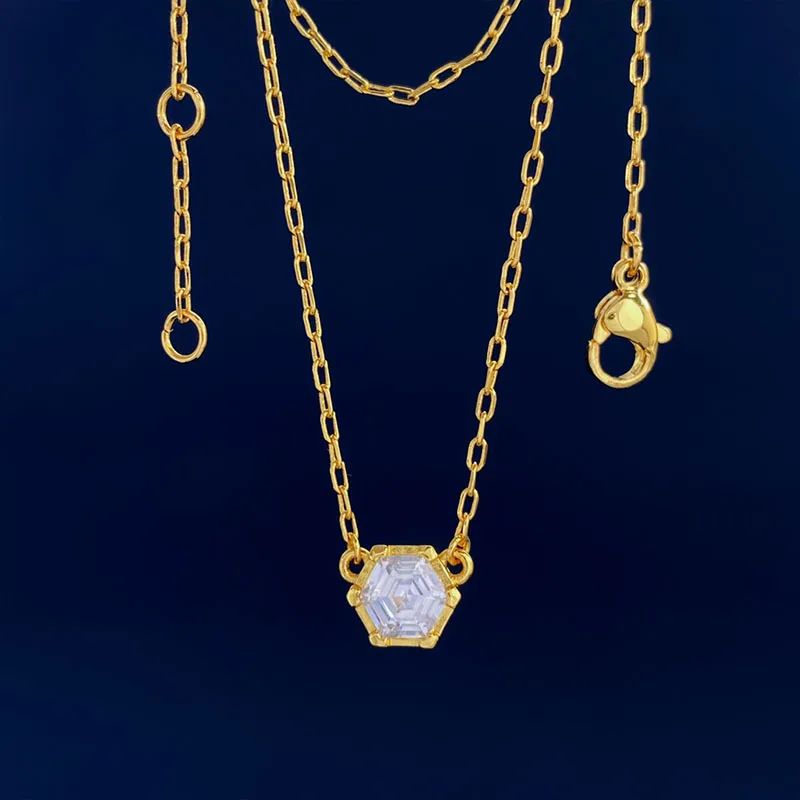 Simplified geometric hexagonal zircon earrings