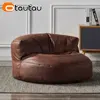 OTAUTAU Single Sofa Cover Faux Suede Leather Lazy Bean Bag Sac Pouf Chair No Filler Beanbag Corner Seat Recliner Couch SF004 1