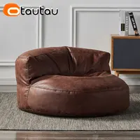OTAUTAU Single Sofa Cover Faux Suede Leather Lazy Bean Bag Sac Pouf Chair No Filler Beanbag Corner Seat Recliner Couch SF004 1