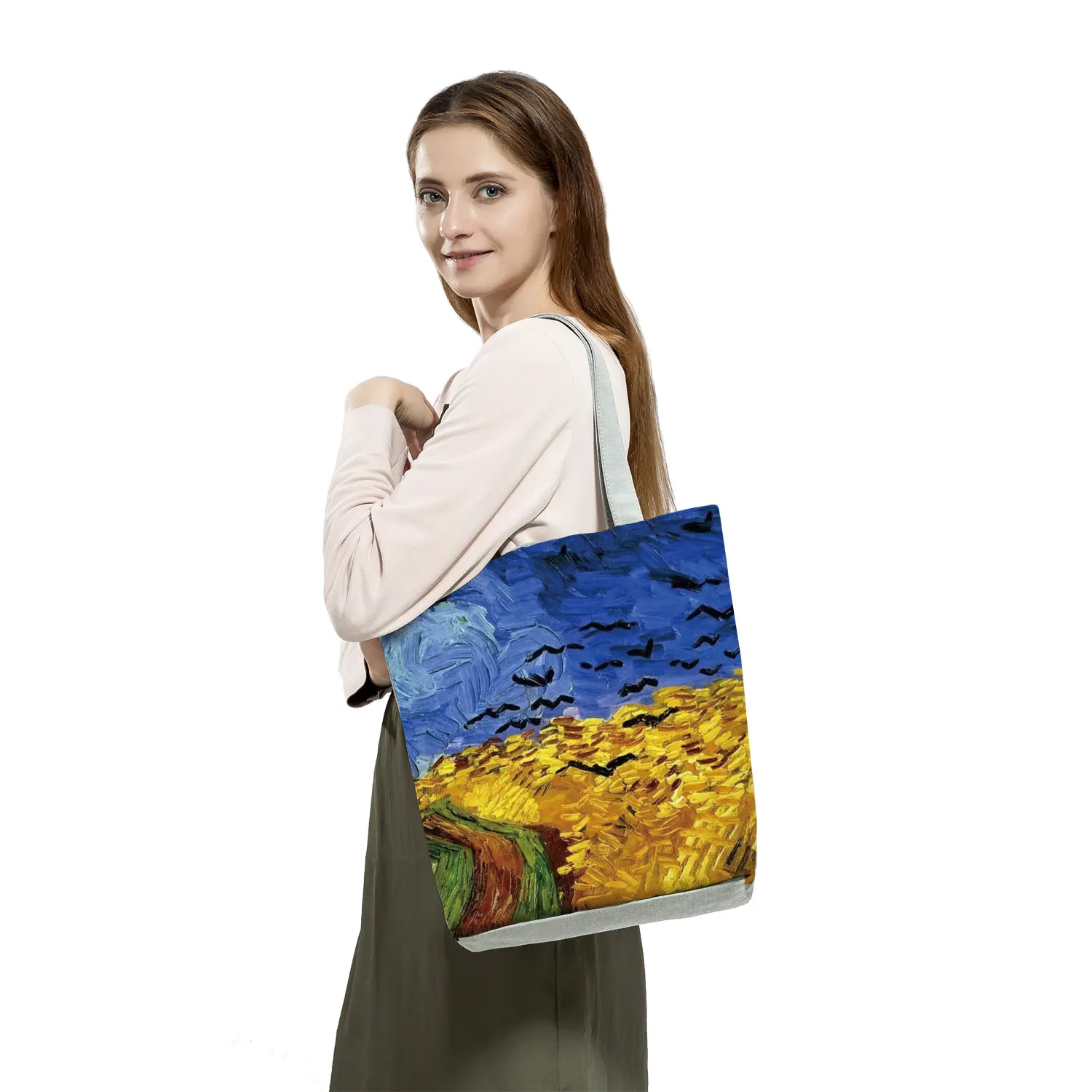 New Van Gogh Oil Painting Tote Bag Retro Art Fashion Travel Bag Women Casual Eco Shopping High Quality Foldable Shoulder Handbag