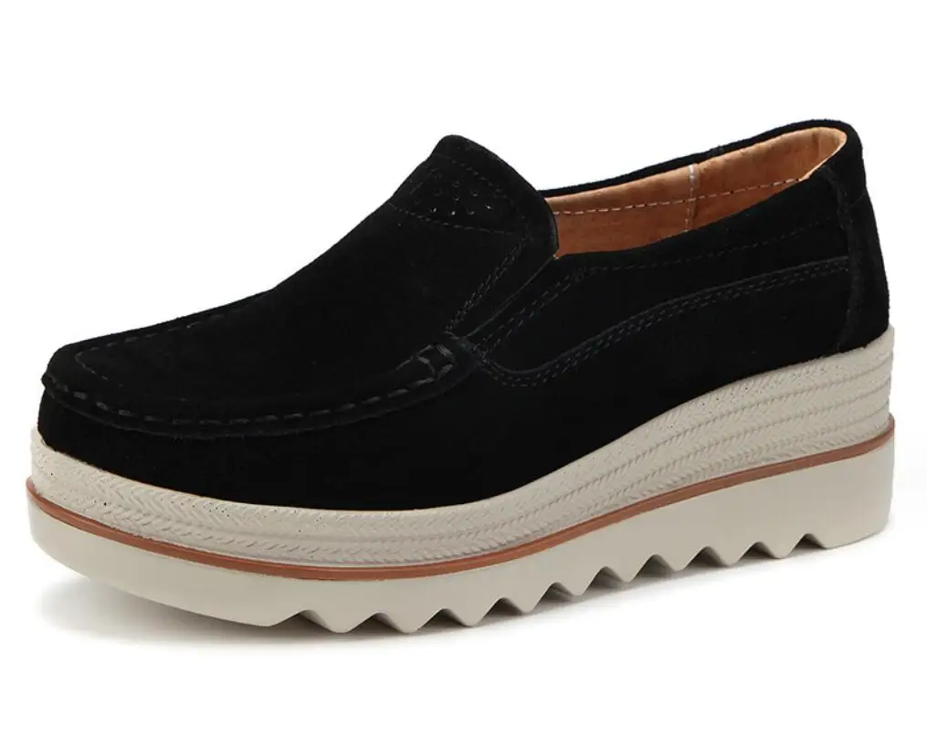 New Spring Autumn Women Flats Shoes Platform Loafers Ladies Suedes Leather Comfort Wedge Fashion Orthopedic Slip On Casual Shoes