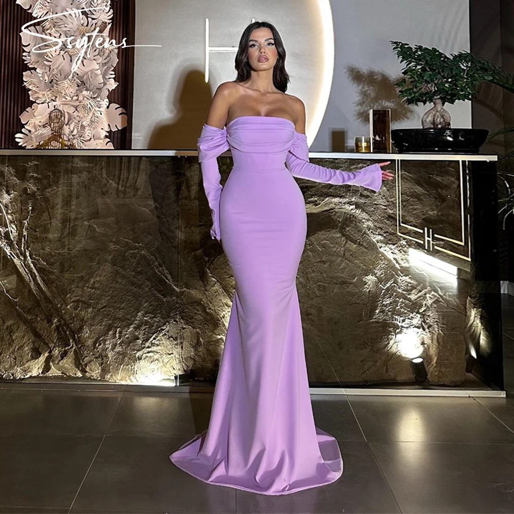 Light Purple Long Formal Evening Dress Lady Arabic Lavender Formal Occasion Club Night Party Gown Mermaid فساتين للحفلات الراقصة
