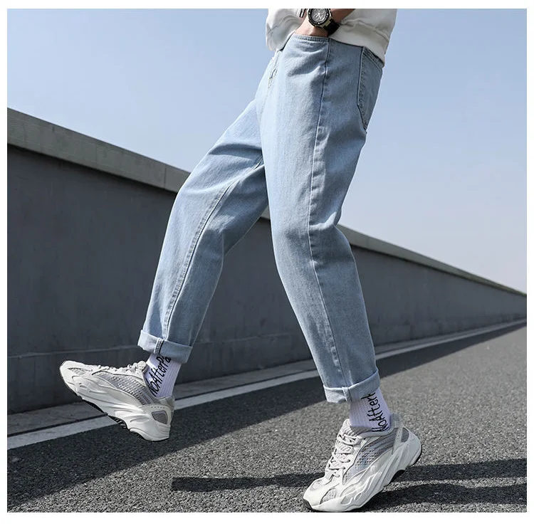 New Loose Men Jeans Male Trousers Simple Design High Quality Cozy All-match Students Daily Casual Straight Denim Pants jack and jones jeans