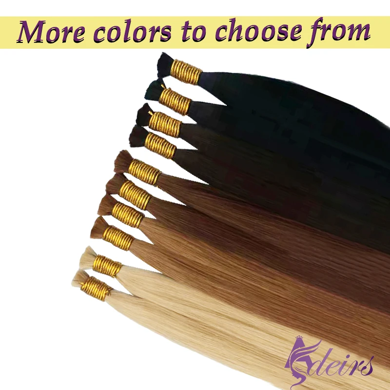 ADEIRS Straight Bulk Hair Extensions Human Hair Real Black Brown Blonde 613 Color 16-26inch for Women