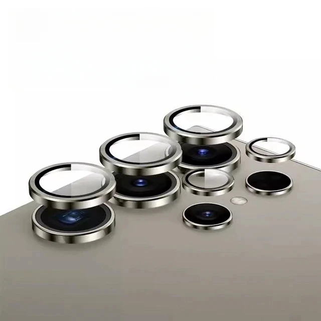 Premium Tempered Glass Camera Lens Protector with Metal Ring - Full Coverage