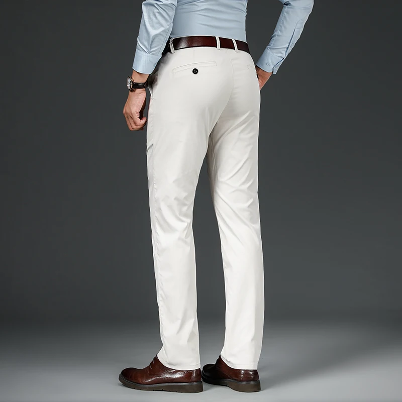 New 2024 Men's Bamboo Fiber Casual Pants Classic Style Business Fashion Khaki Stretch Cotton Trousers Male Brand Clothes 2