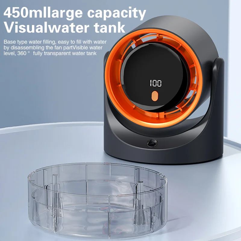 TINSOL New Compact Mini Electric With Single-Hole Mist Air Conditioner Ice-Cool Humidifying Circulating Fan 360°_voghion.com