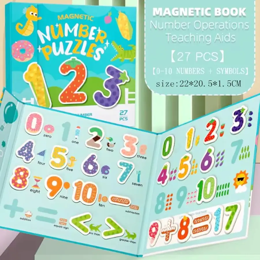 الأطفال الصغار المغناطيسي كتاب هادئ رسالة/رقم الإدراك كلمات مونتيسوري الرياضيات كتاب تعلم الجذعية ملصقات مغناطيسية لعبة ألغاز