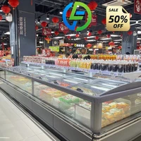 Congélateur d'équipement de réfrigération de supermarché avec éclairage LED, refroidissement par air et affichage à distance pour îlot de nourriture glacée 1