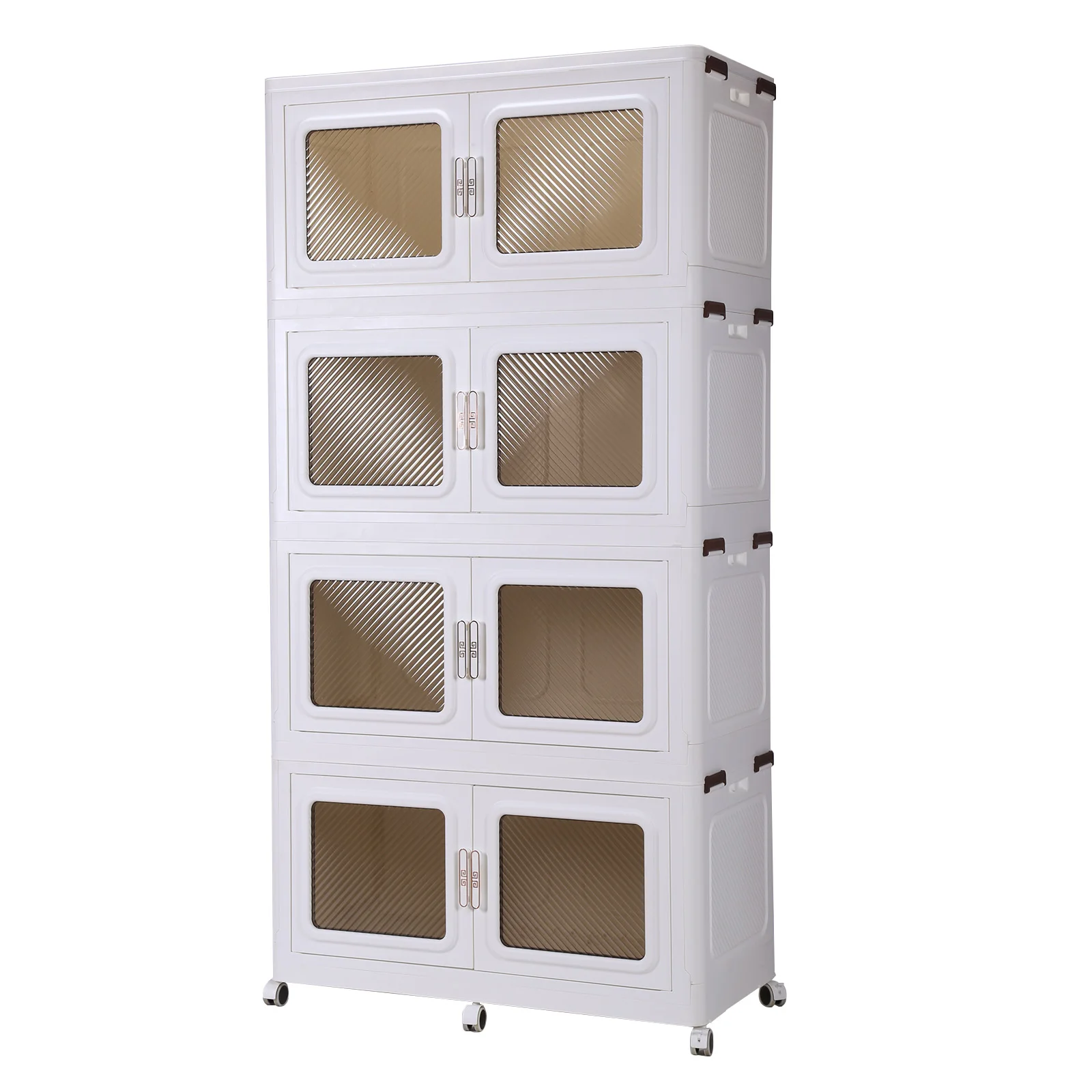 Plastic Stackable Storage Bin with Wheels for Closet Organization