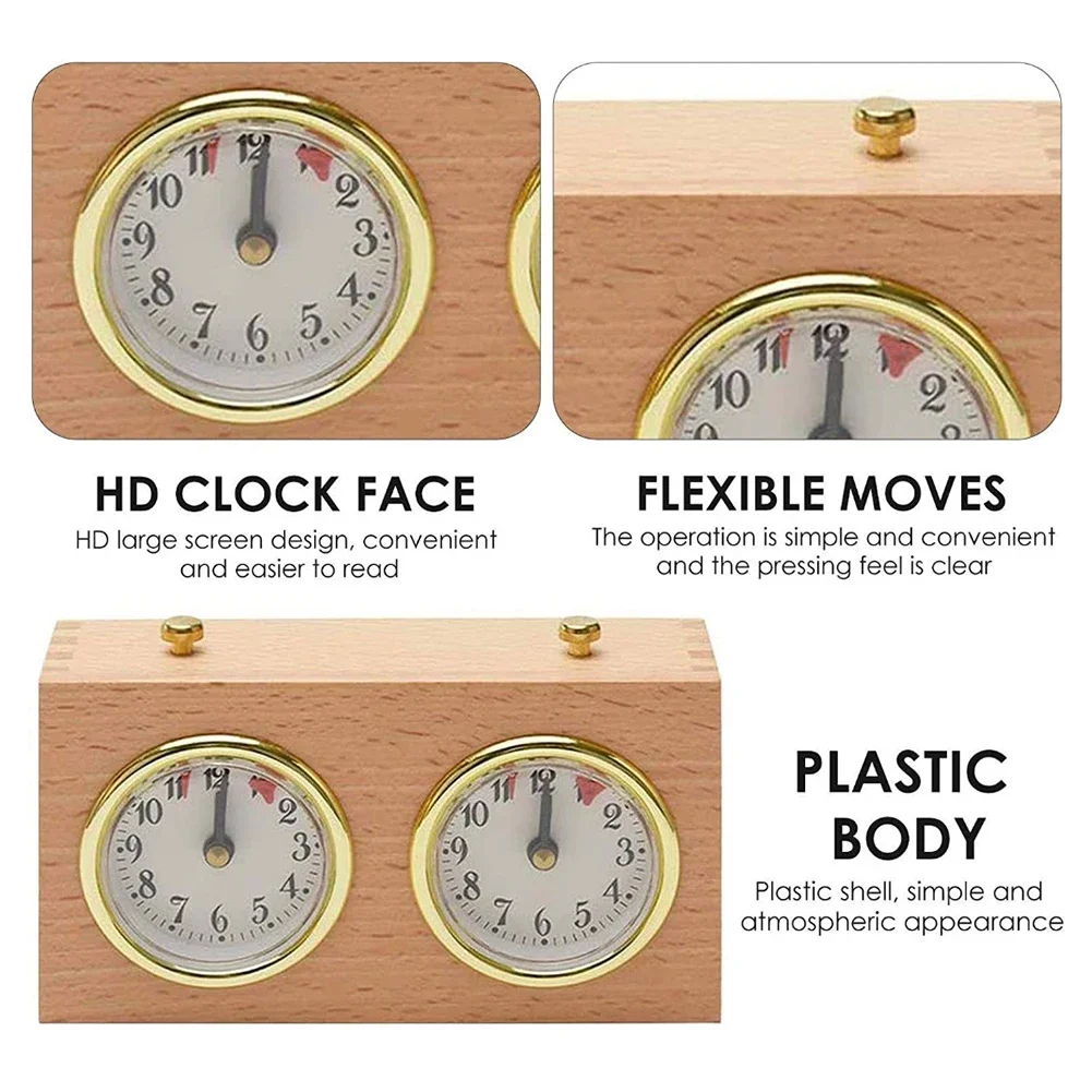 Wooden Board Game Countdown Timer Mechanical Digital Chess Game Stopwatch Clockwork Driven Retro for Tournament Competition