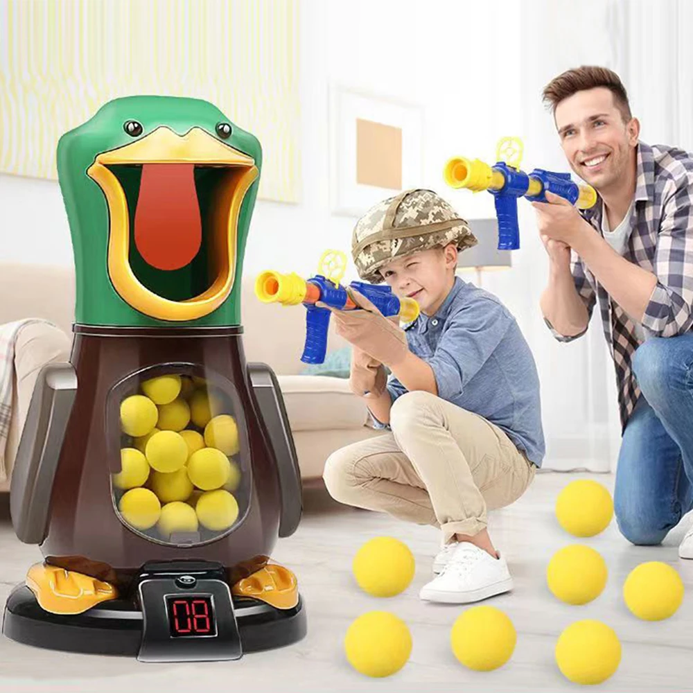 

Novelty Shooting Duck Toy Air Powered Safety Soft Bullet Gun Shooting Duck Mouth Target Electronic Game for Kids Christmas Gifts