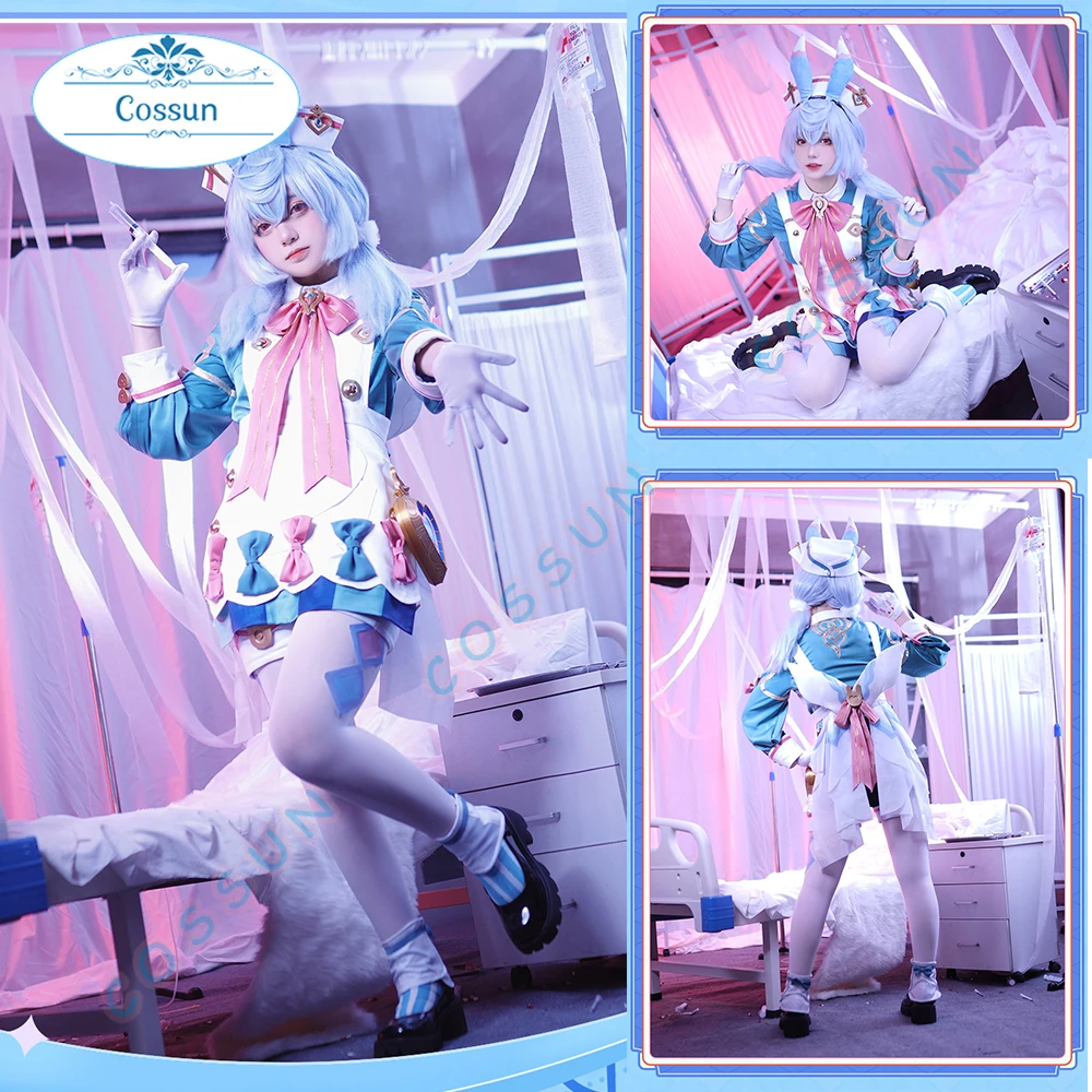 

Game Genshin Impact Sigewinne Lolita Cosplay Costume Sweet Lovely Uniforms Activity Party Clothing Wig Tail