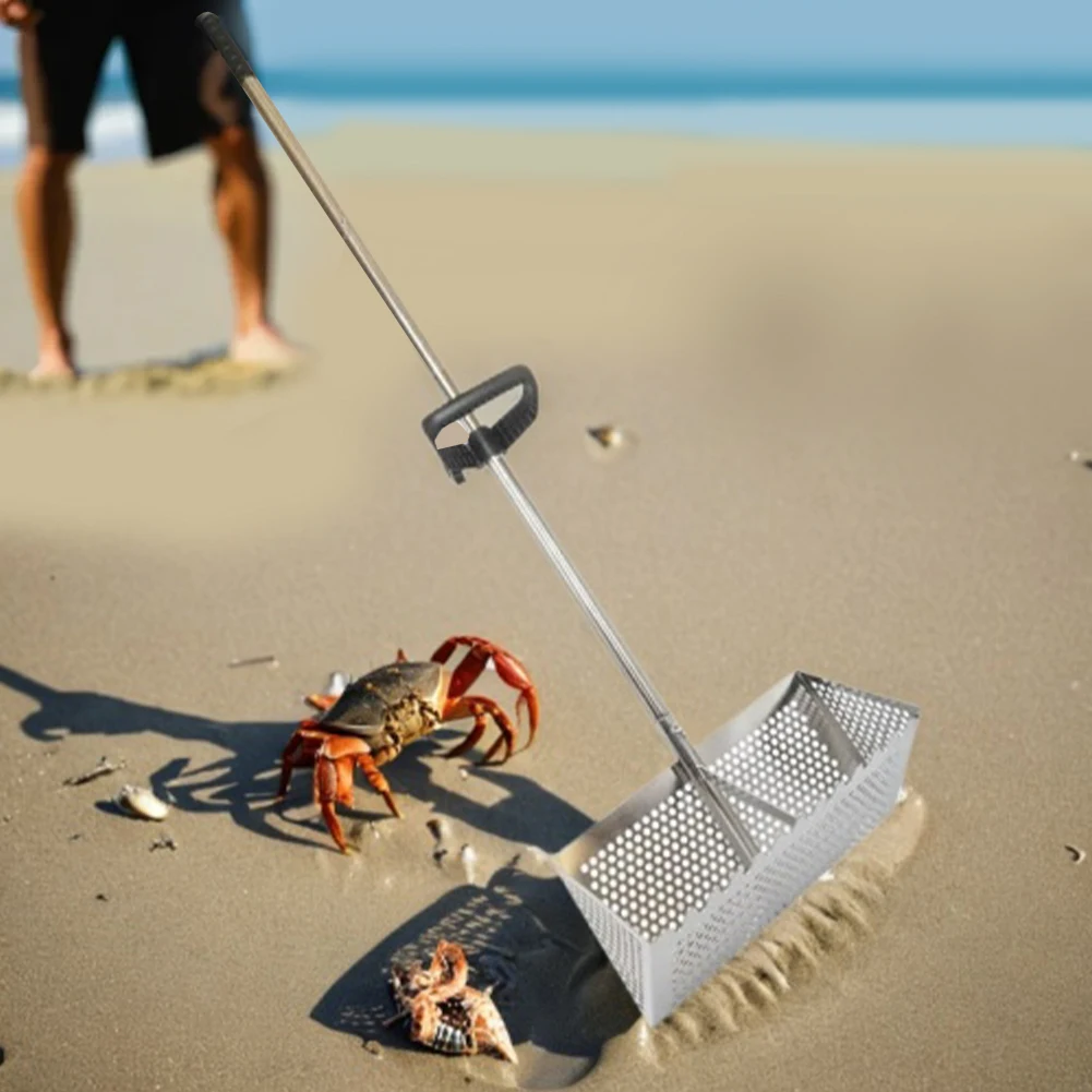 Stainless Steel Sand Screen Collapsible Sand Crab Trap Beach Sand Scoop Shovel Sand Filting Rake Beach Shovel And Screening Gear