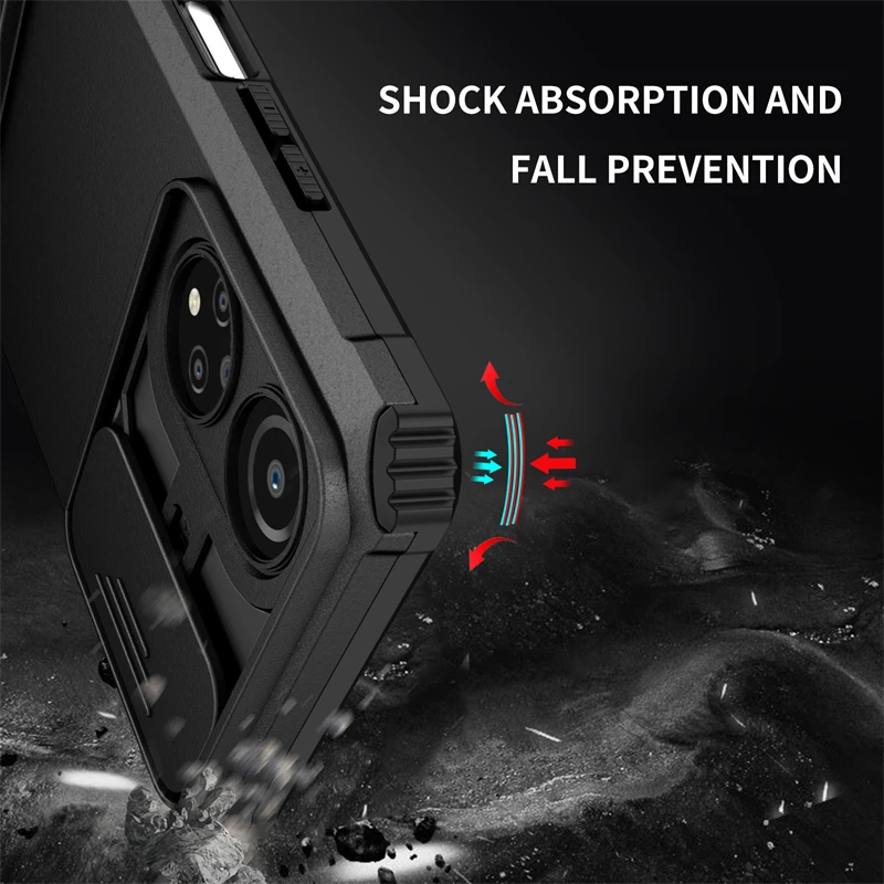 명예 X7 2022 케이스 충격 방지 슬라이드 카메라 갑옷 전화 케이스 Honer Honar X7 X 7 HonorX7 CMA-LX2 6.74 4G 스탠드 뒷면 커버