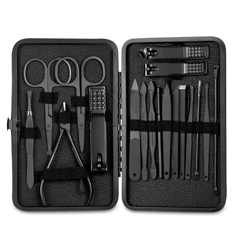 7-18 piece set of black stainless steel nail clippers complete set of nail clippers acne needles foot beauty pliers nail scissors set nail clipper set nail care kit beauty set manicure pedicure kit manicure nail clipper set manicure sets manicure set nail clippers kit nail clipper nail clippers