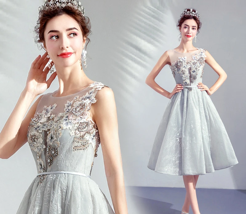 

Темпераментное яркое серое платье знаменитости для дня рождения, ежегодного собрания, сценического представления, свадебное платье, маленькое вечернее платье