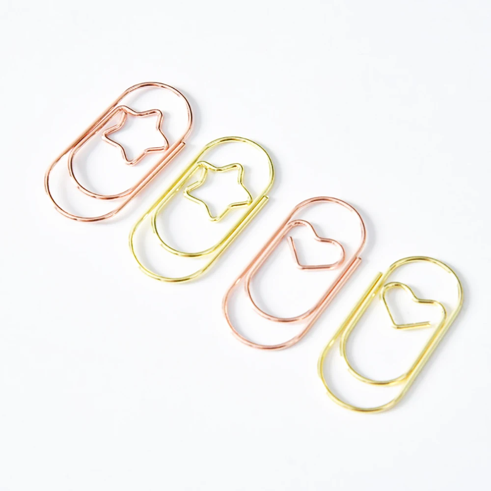 

10Pcs Paper Clips Mini Heart Gold Rose Gold Color Clip Bookmark Binder Clip Office Accessories Paperclip Patchwork Stationery