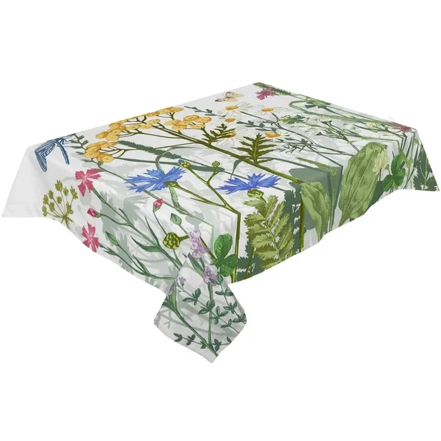 

Farm Wildflower Plant Flower Waterproof Tablecloth Wedding Decoration Rectangular TableCloth for Dining Table Kitchen Decor