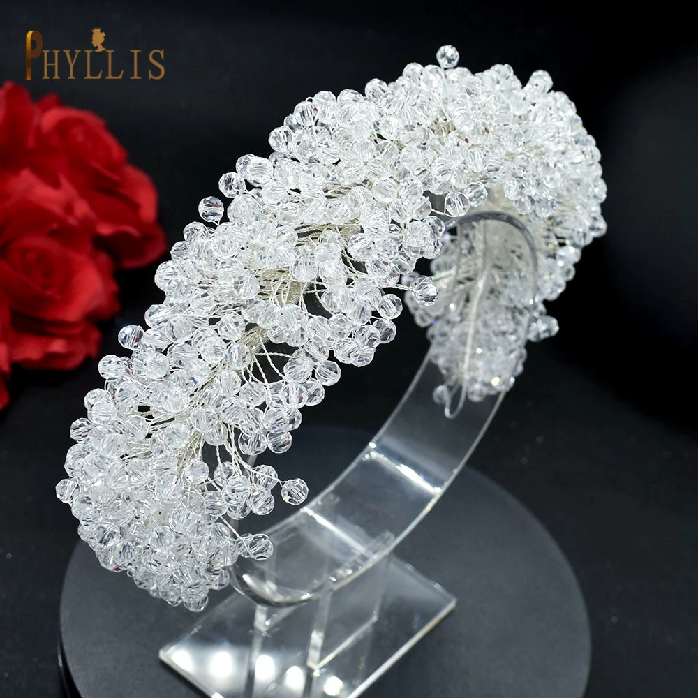 A416 Red Crystal Bridal Crown Headdress Wedding Hair Accessories Bridesmaid Headwear Hairband Jewelry Hair Ornaments Headbands