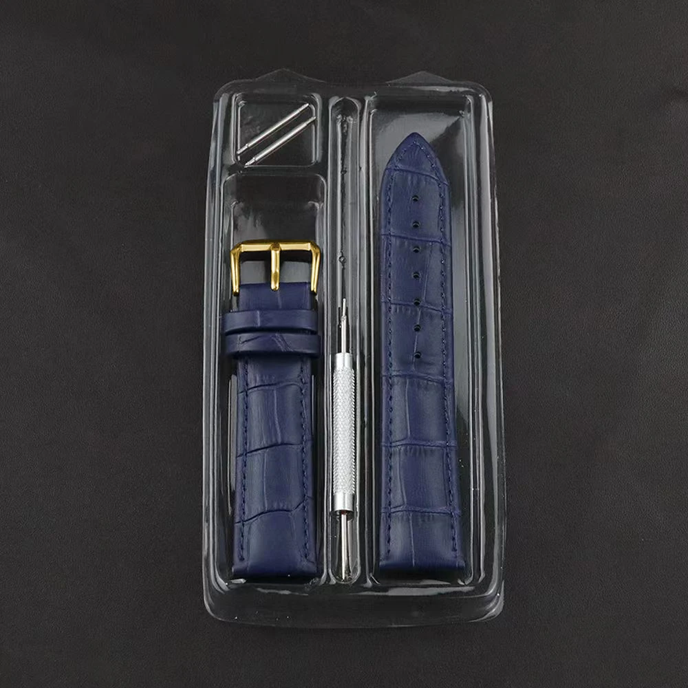 Premium Genuine Leather Watch Strap in Green, Purple, and Blue with Gift Box