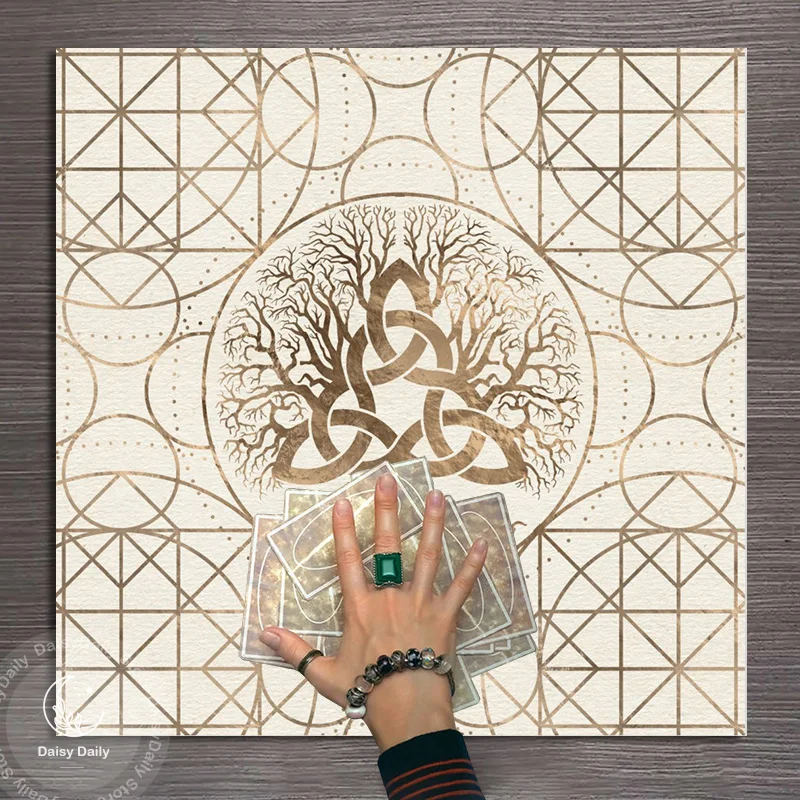 Tree of Life Pendulum Divination Altar Tablecloth Board Game Tarot Pad Rune Table Cloth Astrology Oracles Board Game Mat Square 4